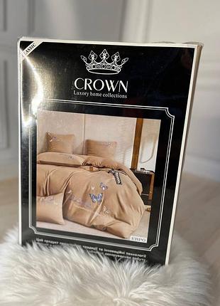 Сатиновий комплект crown двоспального розміру 180х220 для стильного інтер’єру