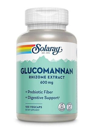 Глюкоманнан из конжака solaray glucomannan rhizome extract 600 mg, 100 вегакапсул