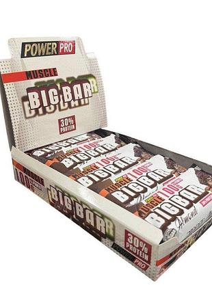 Блок батончиков power pro muscle big bar 30% protein, 10*100 грамм - миндаль