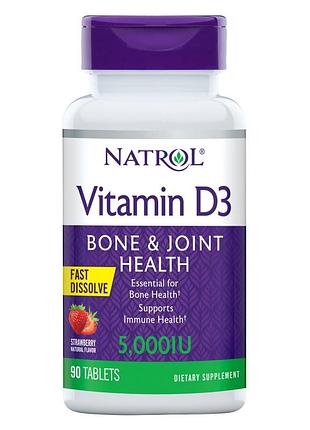 Витамины и минералы natrol vitamin d3 5000 iu fast dissolve, 90 таблеток
