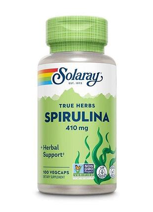 Органическая спирулина solaray true herbs spirulina algae 410 mg, 100 вегакапсул