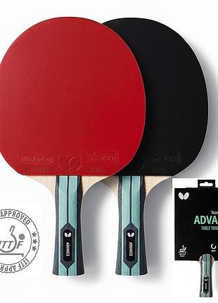 Набор для настольного тенниса team butterfly advance fl x2 (62569000002-1), для турнирных матчей, для школы и секции, для взрослых