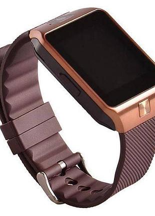 Розумний годинник smart watch dz09 коричневий із золотом