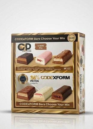 Мікс батончиків codexform protein bar mix, 12*50 грам