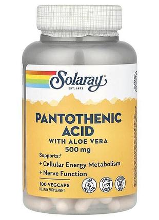 Пантотеновая кислота solaray pantothenic acid 500 mg, 100 вегакапсул с алоэ вера