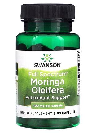 Лист моринги масличной swanson moringa oleifera 400 mg full spectrum, 60 капсул