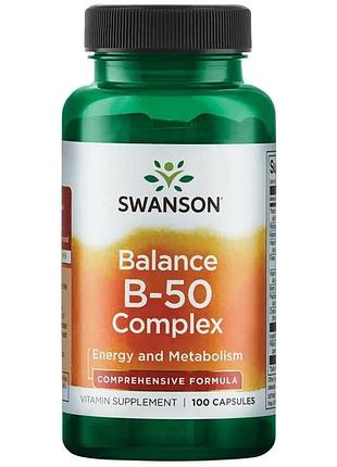 Вітаміни та мінерали swanson balance b-50 complex, 100 капсул