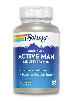 Мультивитамины для мужчин solaray once daily active man multivitamin, 90 вегакапсул
