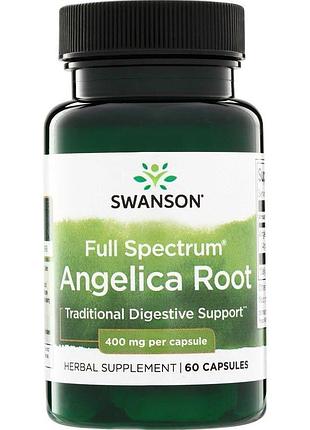 Корінь дягелю swanson angelica root 400 mg full spectrum, 60 капсул