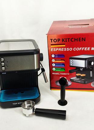 Кофеварка эспрессо 2200 вт top kitchen tk00215 1500вт 15бар, кофеварка с функцией вспенивания молока xe-11