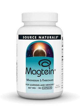 Магний source naturals magtein, 90 капсул