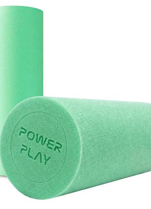 Массажный ролик (роллер) гладкий powerplay 4021 fitness roller зеленый (30x15см.), для дома и спортзала, для спины и ног, для стоп
