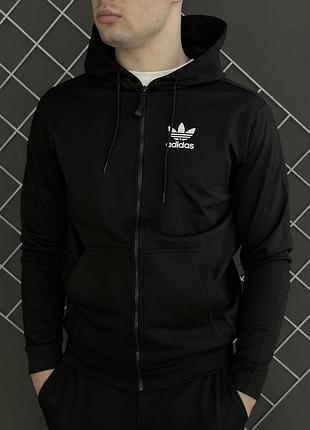 Демисезонная кофта на молнии черная adidas (двонитка) xl