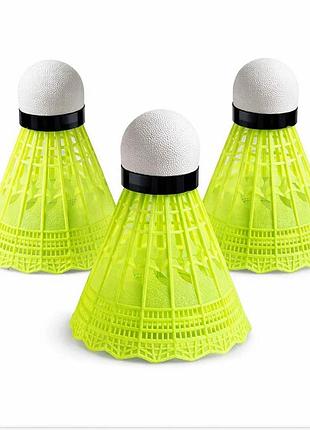 Воланчик для бадминтона newt badminton shuttlecocks 3 шт желтые пробковые нейлоновые ne-bd-007gy, для игры в зале, для парной игры