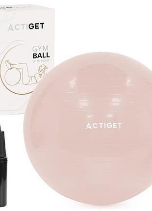 Мяч для фитнеса (фитбол) actiget 65 смнасосом act0143 light pink, для фитнеса и домашних тренировок, для гимнастики и разминки