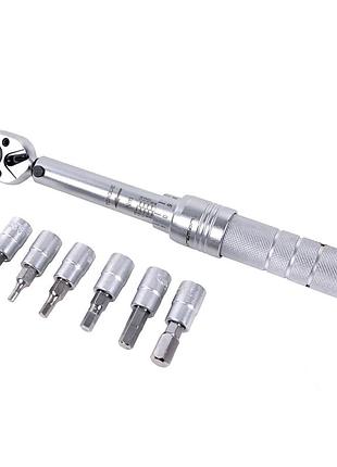 Ключ тріскачка з насадками birzman torque wrench 3-15nm 3,4,5,6,8 mm,t25