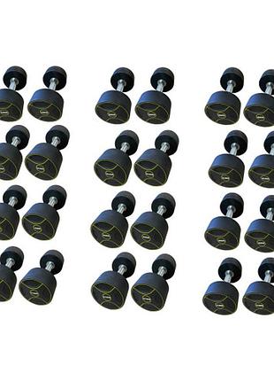 Уретановый гантельный ряд generation fitness ff51d4b-10/37,5kg (12 пар) 570 кг, для дома и спортзала, для изолированных упражнений
