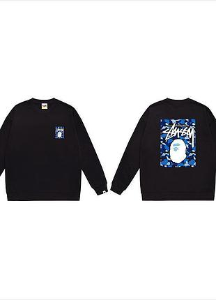 Мужской свитшот stussy x bape