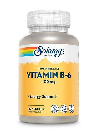 Гидрохлорид пиридоксина solaray vitamin b6 timed-release, 120 вегакапсул