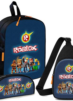 Набір roblox 3 в 1: дитячий рюкзак + сумка-слінг + пенал, для хлопчика та дівчинки 7–9 років (6034)
