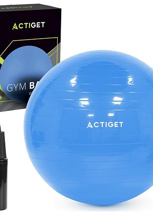 Мяч для фитнеса (фитбол) actiget 75 смнасосом act0147 blue, для фитнеса и домашних тренировок, для гимнастики и разминки