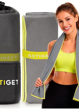 Полотенце спортивное actiget 180 x 100 см из микрофибры act0192 grey, для ежедневного использования, для активного образа жизни