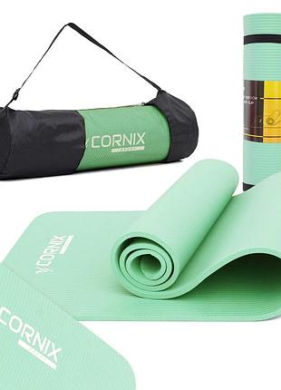 Коврик спортивный cornix nbr 183 x 61 x 1 cм для йоги и фитнеса xr-0491 light green, для фитнеса и домашних тренировок