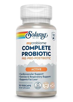 Комплексный пробиотик solaray mycrobiome complete probiotic active, 30 вегакапсул