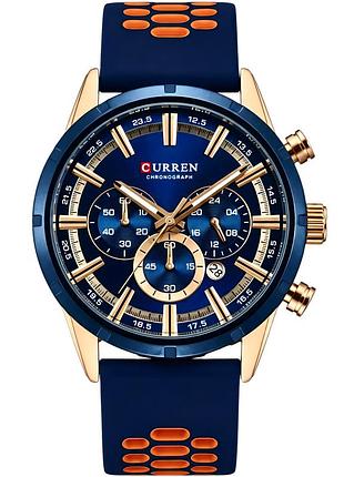 Мужские наручные часы curren wild lava blue кварцевые, 2 ремешка.