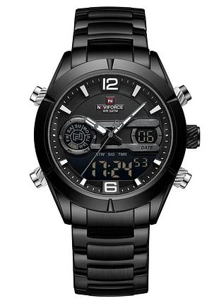 Чоловічий наручний годинник naviforce aviator мінеральне скло, з секундоміром.