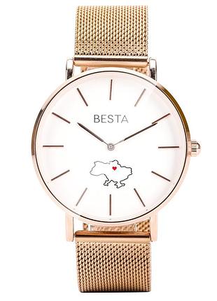 Парный набор наручных часов besta love ua rosegold кварцевые, минеральное стекло.