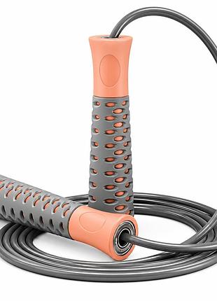 Скакалка powerplay 4206 jump rope pro+ сіро/рожева (2,75m.), для фітнесу та домашніх тренувань, для залу, для гімнастики, для йоги