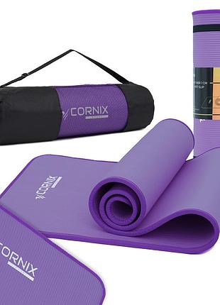 Коврик спортивный cornix nbr 183 x 61 x 1 cм для йоги и фитнеса xr-0093 purple/purple, для фитнеса и домашних тренировок