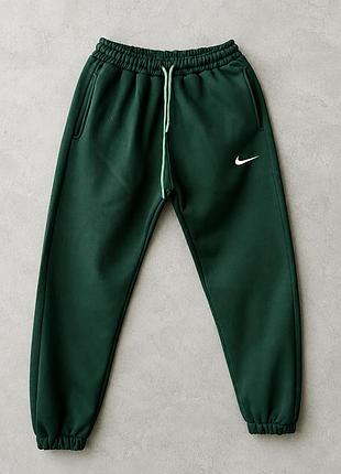 Зеленые штаны nike на манжетах, джоггеры найк из хлопка, качественные мужские штаны l