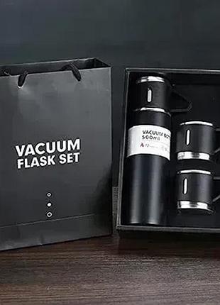 Подарочный набор термос + 3 чашки vacuum flask set 500мл 3