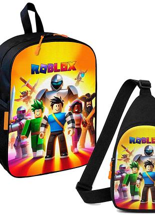 Набір roblox 2 в 1: дитячий рюкзак + сумка-слінг , для хлопчика та дівчинки 7–9 років (6046)