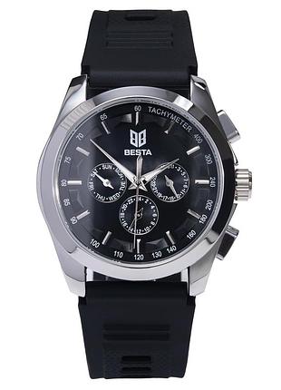 Мужские наручные часы besta walker elastic black 2 ремешка, минеральное стекло.