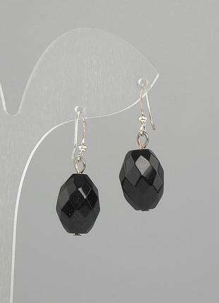 Сережки агат грановане зерно d-16х12мм+- l-30 мм+-