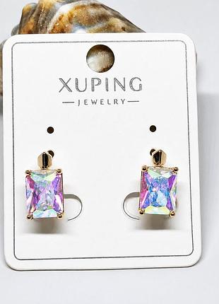 Сережки xuping позолота хр 18 к. довжина 1,5 см. ширина 0,7 см.