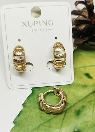 Сережки xuping позолота хр 18 к. висота 1,5 см. ширина 0,6 см.