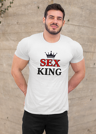 Футболка мужская с принтом "sex king" белая 2xl