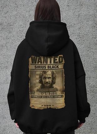 Жіноче оверсайз худі толстовка на флісі з капюшоном та принтом without sirius black