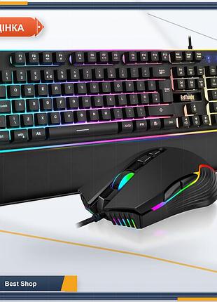 Ігровий набір клавіатура та миша redthunder k10 з підставкою для зап'ясть rgb qwerty uk layout чорний для pc mac