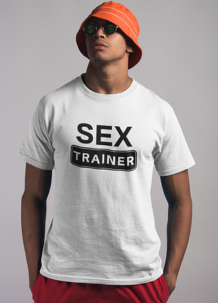 Футболка мужская с принтом "sex trainer" белая