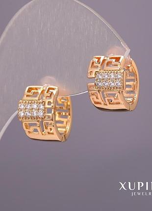 Серьги xuping с белыми камнями 9х14мм позолота 18к