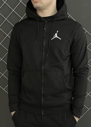 Демисезонная кофта на молнии черная jordan (двонитка) xxl