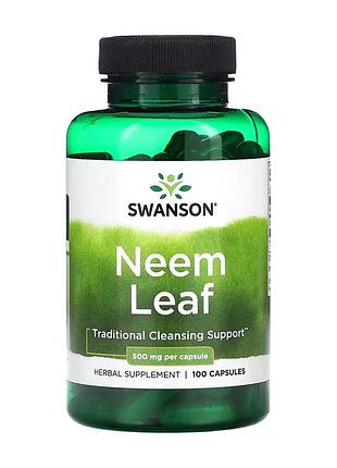 Листья нима swanson neem leaf 500 мг для традиционной растительной поддержки, 100 капсул