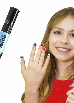 Malinos creative nails — набор карандашей для детского маникюра с двойным действием: белый и светло-голубой водорастворимый лак дл