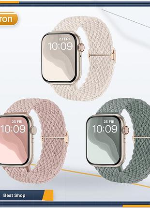 Ремешок плетеный соло петля для apple watch 38 40 41 42 44 45 49 мм эластичный нейлоновый браслет с застежкой