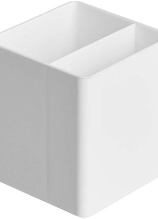 Органайзер для ручек, amazon basics, plastic organiser, белый, пластик, 2 отсека, наст., 8.4×8.4×9.9 см